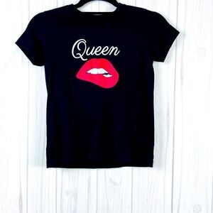 T Shirt Queen Lips Black White Red New Size S